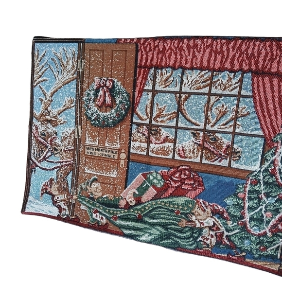 Christmas Runner For Table Manual Woodworkers & Weavers Santa & Elves Holiday - Picture 5 of 16